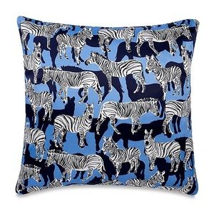 KATE SPADE Blue Silk Zebra Throw Pillow 20 x 20
